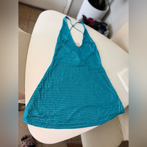 Oh Polly Teal Backless Dress - Picture 7 of 9